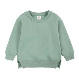 Pullover 1 7T Toddler Kid Sweatshirt Autumn Winter Boys Girls Clothes Infant Warm Velvet Hoodies Casual Plain Loose Top Outfit 220924