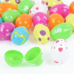 Other Festive Party Supplies 12 24pcs Colourful Easter Egg Kid Printed Pastel Plastic Assorted Eggs Hunt Children Child DIY Educational Toys Gifts 220922
