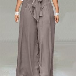 Women's Pants Capris Elegant High Waist Solid Work Trousers ZANZEA Fashion Summer Women Loose Wide Leg Palazzo Oversized Bow Tie Long Pantalon 220922