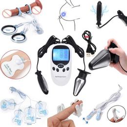 -Massageador de brinquedos sexuais USB Charging Shock elétrico Pulso Anal Prostata Massager Eletro Estimulação Penis Ring Sm Cramp/Ferramentas para Casal