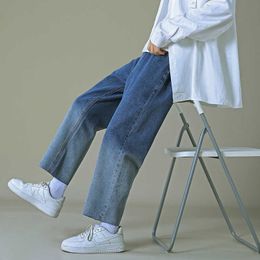 Men's Jeans Fashion Gradient Designer Men Blue Black Straight Wide Leg Harajuku Style Simple Denim Trousers Male Streetwear 220923