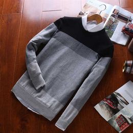 Men's Sweaters Top Grade 100 Cotton Designer Fashion Brand Pullover Striped Knitted Sweater Men Korean Casual Plain Jumper Clothes 220923