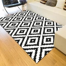 Carpets Nordic Fashion Black And White Rectangle For Living Room Coffee Table Large Area Soft Rugs Modern Simple Bedroom Carpet