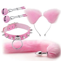 Anal Toys Tail Butt Plug Role Play Flirting Fetish Erotic Lolita Cosplay Anime Hair Cat Ears Furry Belt In Ass Sex Toy For Women 220922