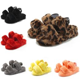 Flat Designer furry Slippers Ladies black Fuzzy Soft red Plush women shoes orange pink grey size eur 36-44