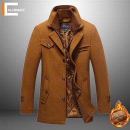 Men's Jackets Winter Wool Coat Slim Fit Mens Stand Collar Casual Fleece Warm Outerwear Jacket Woollen s Men Pea Plue Size 220924