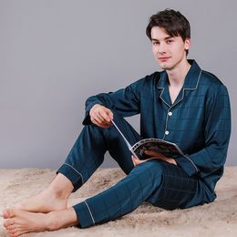 Men's Sleepwear Men Luxurious Ice Silk Pyjamas Spring Summer High Quality Plus Size Pyjama Sets Male Comfortable Sleepwear Casual Pijama 220924