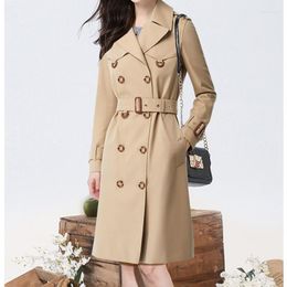 Women's Trench Coats Women's / Spring Women Fashion Mid-length Cotton Lapel Double-breasted Coat Personalised Customization Large Size