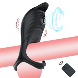 Vibrators Cock Ring Vibrator for Man with Sucking Function Penis Rings Remote Control Clit Stimulator 5 Vibration Sex Toy for Men Couples 220923