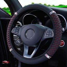 Steering Wheel Covers Universal 37/38cm Car Cover PU Leather Rhinestone Case Auto Interior Decor Styling