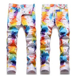 Men's Jeans Mens slimming fit denim pants high quality colorful prints jeans party hip hop casual street fashion men 220927