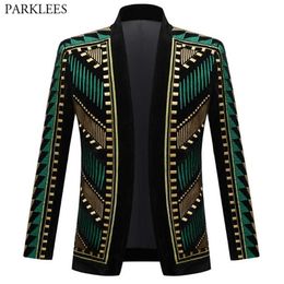 Mens Suits Blazers Luxury African Embroidery Cardigan Blazer Jacket Men Shawl Lapel Slim Fit Striped Suit Jacktes Male Party Prom Wedding Costumes 220927