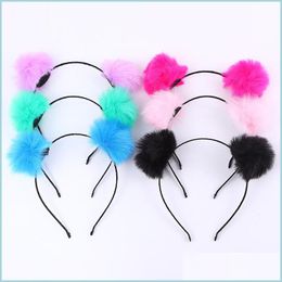 Headbands Cute Girl Ball Top Headband Fashion Kids Princess Flower Hairwear Baby Ribbon Hairband Childrens Party Hair Accessories 198 Dhcgu