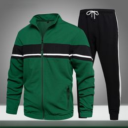 2022 New Men Casual Set Jacket Sweatpants Two Piece Outfits Sets Autumn Fleece Men's Sports Tracksuit Fashion Streetwear US Size