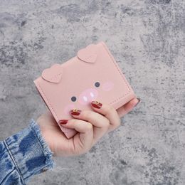 Wallets Short Student Cute Cartoom Purses Women Fashion Pattern Women's Mini Solid Color Tri-fold Wallet Card Holder