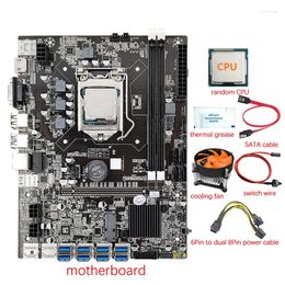 Motherboards B75 8 GPU Mining Motherboard CPU Fan Thermal Grease Power Cable Switch 8X USB 3.0 To PCIE LGA1155 DDR3 RAM SATA3.0