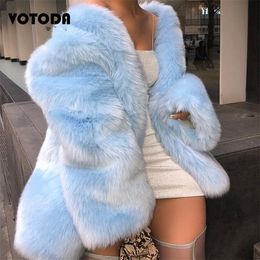 Womens Fur Faux Luxury Coat For Women Oversize Loose ONeck Jacket Winter Thicking Warm Street Clothing Girl Fashion ry Overcoat 220927