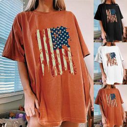 Women's T Shirts Women's T-Shirt Women Shirt Casual Drop Shoulder Summer Top Tee Femme Round Neck Long Loose Clothes Graphic