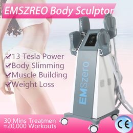 EMSzero Fat Reduce Body Sculpting for Butt Muscle Stimulator EMS Neo 13 Tesla HIEMT Machine with 4 pcs RF Handles with Pelvic Stimulation Pads Optional