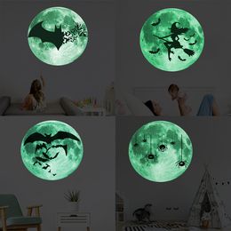Halloween Wall Stickers Glow in Dark Moon Art Wall Decal for Window Ceiling Decoration Party Supplies on Sale