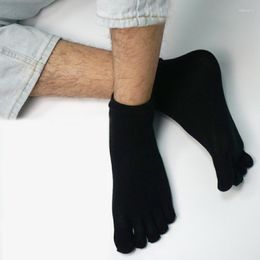 Men's Socks 3 Pairs Cotton Toe Men Breathable Five Fingers Sports Solid Black White Grey Running Short Tube TJ3142