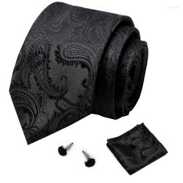 Bow Ties Wedding Men Tie Black Paisley Fashion Designer For Business 7.5cm Dropshiiping Groom Kravat