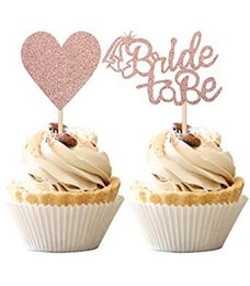 Wholesale Party Decoration 4 pcs set Bride to Be Cupcake Toppers with Heart Ring Dress Bridal Shower Picks Wedding Engagement Bachelorette Party Cake Decorations