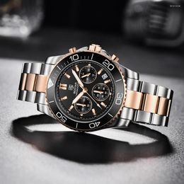 Wristwatches BENYAR Business Men Quartz Watch Luxury Sapphire Stainless Steel Diving 100M Waterproof Chronograph For Relogio