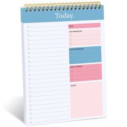 Notepads Daily To Do Planner Undated Task Checklist Organiser with Today's Goals Notes Spiral Agenda Flexible Cover 220927
