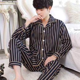 Men's Sleepwear Autumn Winter Men Pajamas Set Turndown Collar Long Sleeve Trousers Sleepwear Leisure Pyjama Night Pijamas Home Wear 220924