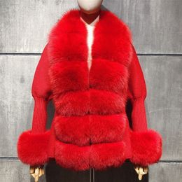 Women s Fur Faux YOLOAgain Spring Autumn Real Collar Women Wool Sweater Cardigan Outerwear 220926