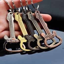 Innovative Retro Guitar Opener Metal Keychain Creative Music Bar Keychain Gastropub Practical Gifts Pendant Party gift JNB15820