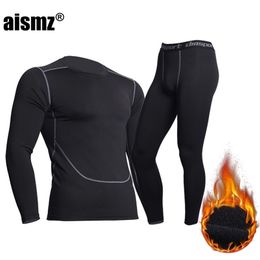 Men's Tracksuits Aismz Winter Thermal Underwear Men's Clothing Sportswear Suits Compression Gym Fitness Fleece Second Skin Long Johns Men 220926