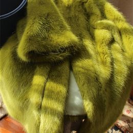 Womens Jackets Lautaro Winter Colored Bright Thick Warm Soft Hairy Faux Mink Fur Coat Women with 34 Sleeve Loose Casual Luxury Fluffy Jacket 220926