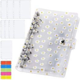 Notepads A6 Daisy Notebook Binder Budget Planner Organizer 6 Ring Cover 8 Pockets and 10 Pieces Expense Sheets 220927