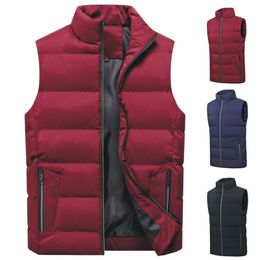 Men s Vests Warm Sleeveless Jackets Male men s casual vest solid color stand up collar warm jacket fashion cotton 220926