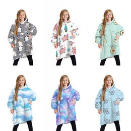 animal character hoodies UK - Winter Blanket Sweatshirts Super Soft Warm Hoodies for Kids Teens Youths Oversized Sherpa Hooded Wearable Blankets with Sleeve Pullover FY7958 927