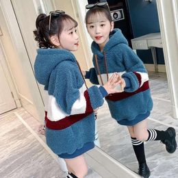 Baby Hoodies Loose Blue Pink Winter Warm Clothes Girls Sweater Kids Plus Velvet Toddler Teens Tops Thicken Children Cute Christm 20220927 E3