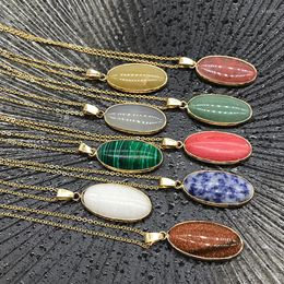 Pendant Necklaces 24pcs/lot 30 15mm Natural Stone Necklace Crystal Quartz Fashion Jewellery Pendants Making For Bulk Wholesales