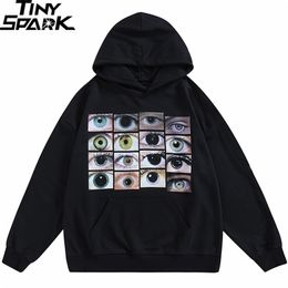 Men's Hoodies Sweatshirts Men Hip Hop Streetwear Hoodie Sweatshirt Eyes Print Harajuku Pullover Autumn Cotton Casual Hooded Hoodie Black Sweat Shirt 220926