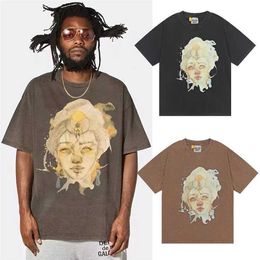 T-shirts pour hommes Galerie de d￩partement am￩ricain Street GD High Wash Old Statue Spray Direct Printing Sleeve courte
