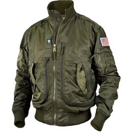 Men's Jackets Cool Army Tactical Stand Collar Flight Jean Winter Bomber Combat 220927