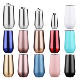 10oz Wine Tumbler Stemless Egg tumbler Coffee Cup Insulated Vacuum Stainless Steel Egg Shaped Champagne Tumblers with lid