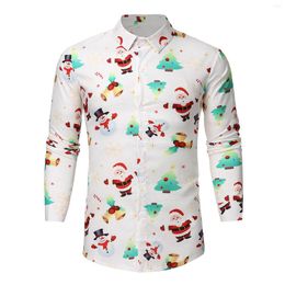 Men's Casual Shirts Mens Shirt Medium Sleeve Christmas Autumn Printed Blouse Winter Long Fashion Men's Top Men Short