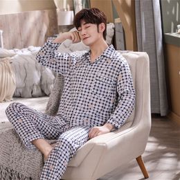 Men's Sleepwear Pajama Sets Plus Size Wear Sleepwear Men's Cotton Plaid Pants Jacket Doublesided Thick Home Comfort Four Seasons Clothing Suit 220924