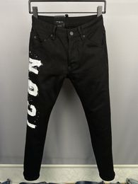 Designer Jeans Black Denim /Trousers/Bottoms Slim Fit Cool Guy Causal Jeans Painted
