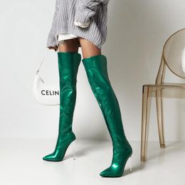 Boots Sexy Stiletto High Heels Over The Knee Women Stretch Thigh Ladies Spring Autumn Long Point Toe Party Shoe