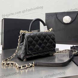 Womens Classic Top Serpentine Co Handle Tote Bags Caviar Leather Calfskin With Pouch Purse GHW Crossbody Shoulder multi Pochette Designer Handbags 20cm