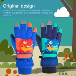 Childrens Finger Gloves 1Pair Cartoon Children Ski Winter Plus Velvet Touch Cold Waterproof Windproof Outdoor Sports Warm 220923