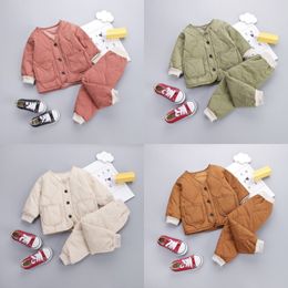 Winter Children Keep Warm Clothing Sets autumn Kids Boys Girls Thicken Cotton Jacket Pants Baby Infant Casual Tracksuits 20220927 E3